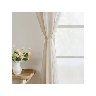 MIULEE tende a righe bianco beige 140x145 cm