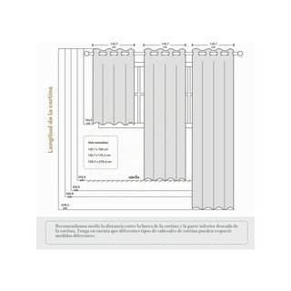 MIULEE tende a righe bianco beige 140x145 cm