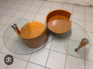 Mesa auxiliar madera diseño curvo