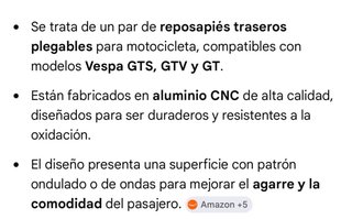 Estriberas Moto Vespa Grises