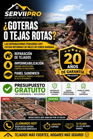 REPARACIÓN DE TEJADOS|GOTERAS|IMPERMEABILIZACIÓNES