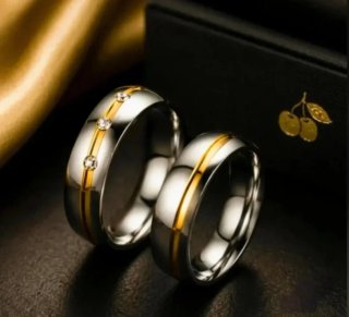 Alianzas de boda acero y plata con Circonios