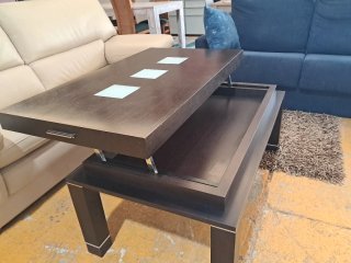 Mesa de centro elevable madera y cristal