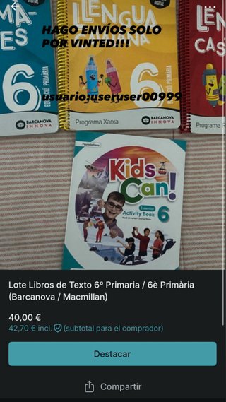 Lote Libros de Texto 6º Primaria / 6è Primària (Ba