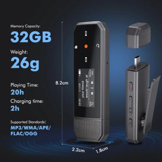 Reproductor MP3 32GB Bluetooth 5.3 Clip