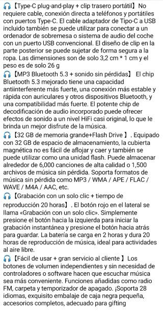 Reproductor MP3 32GB Bluetooth 5.3 Clip