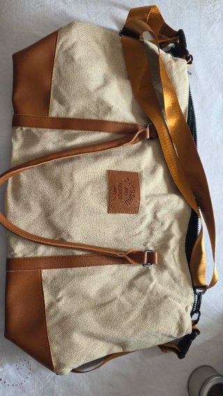 Bolso de viaje Oamosu beige y marrón