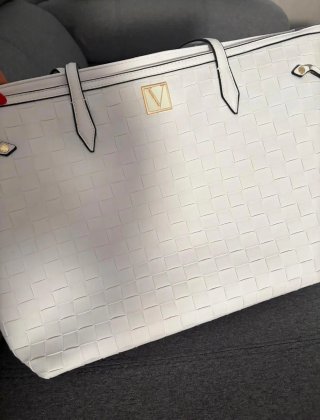 Bolso Tote Victoria's Secret Blanco y Dorado Nuevo