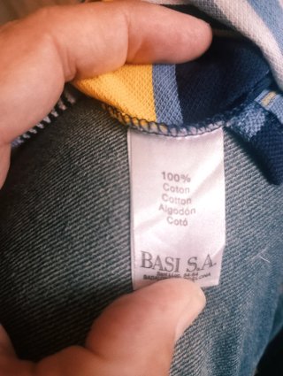 Polo Lacoste Rayas Azul y Amarillo