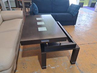 Mesa de centro elevable madera y cristal