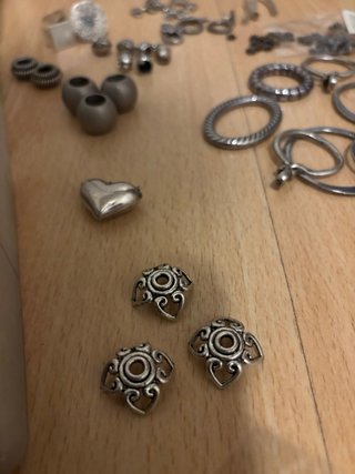 Abalorios plateados pulseras, collares, pendientes