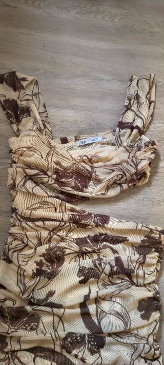 Vestido Zara Fruncido Estampado