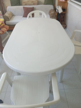 LOTE Mesa 4 Sillas Jardín Plástico Blanco