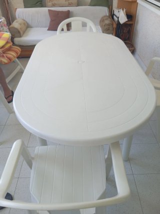 LOTE Mesa 4 Sillas Jardín Plástico Blanco