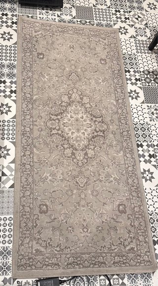 Alfombra beige y gris 80x180