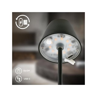 BRILONER lámpara mesa LED recargable negra