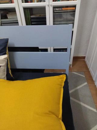 Sofá Cama 3 Plazas Madera y Metal Gris