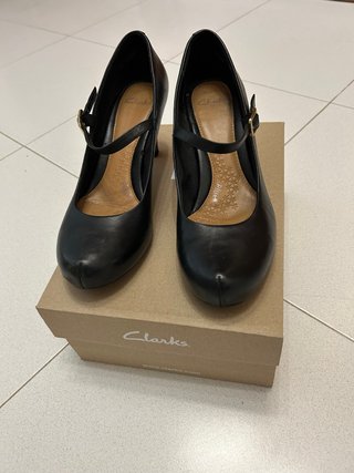 Zapatos Clarks Talla 5.5 Negro Tacón Mary Jane