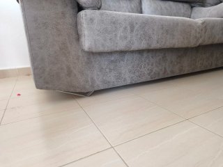 2 Sofás gris de tela (3+2 plazas)