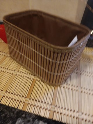 Cesta bambú y tela 21x12x14