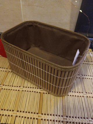 Cesta bambú y tela 21x12x14