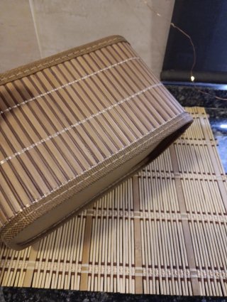 Cesta bambú y tela 21x12x14