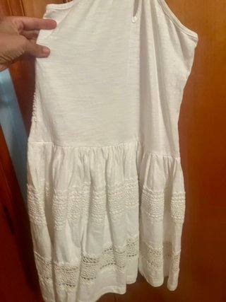 Vestido blanco cuello halter con encaje