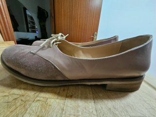 Zapatos planos italianos,color rosa palo de piel.
