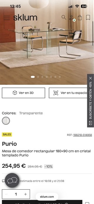Mesa Comedor Cristal Sklum Transparente
