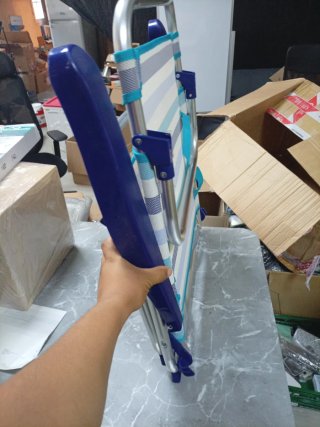 Silla de Playa Plegable Azul y Plateada
