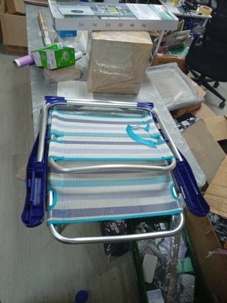 Silla de Playa Plegable Azul y Plateada
