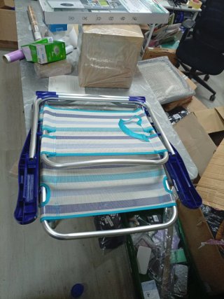 Silla de Playa Plegable Azul y Plateada