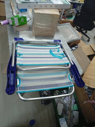 Silla de Playa Plegable Azul y Plateada