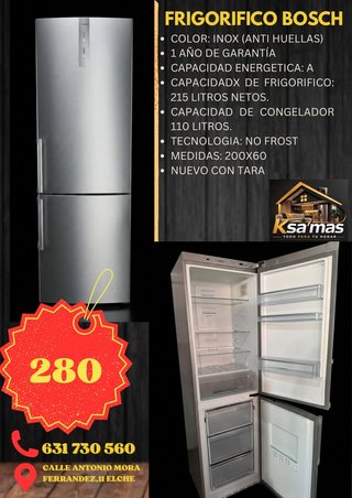 Frigorífico Bosch Inox 215L + 110L Congelador