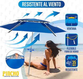 Ombrellone da Spiaggia Grande 200cm, Antivento