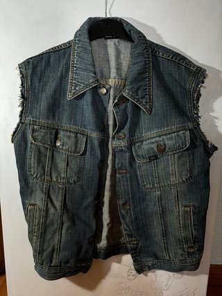 Chaleco denim azul Vintage con bolsillos