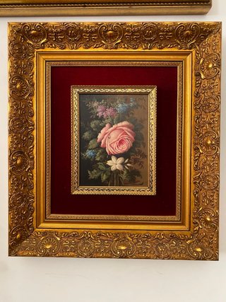 Cuadro antiguo floral dorado