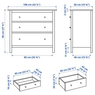 Cómoda IKEA Hemnes 3 cajones madera