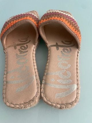 Alpargatas Vidorreta Naranja marron beige y Rosa