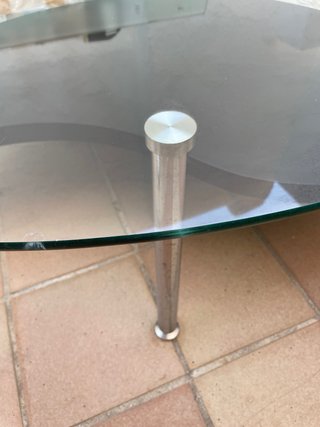 Mesa de salón cristal y metal Yin Yang