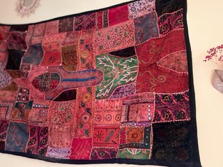 Tapiz artesanal indio patchwork con espejos