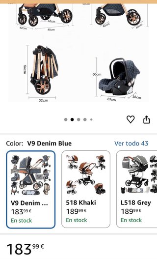 Carrito Bebe 3 en 1 Sianldcone V9 Blue