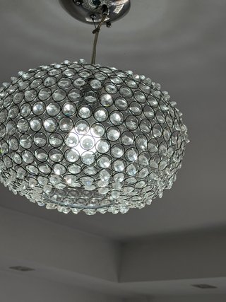 Lámpara colgante de cristal y metal