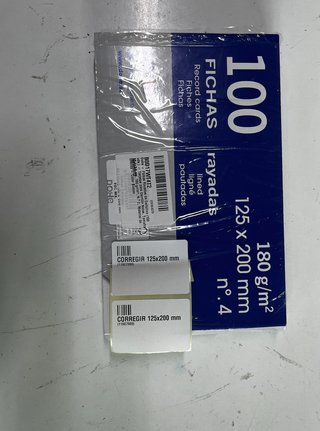 100 Fichas Rayadas A5 125x200mm 180g/m²