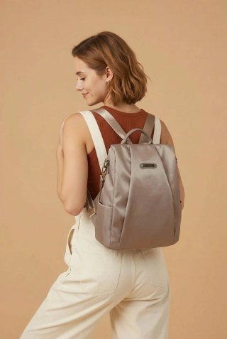 Mochila unisex antirrobo gris nueva