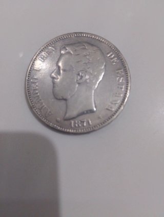 Moneda 5 Pesetas 1871 Amadeo I