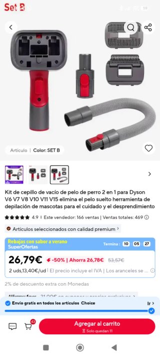 Kit Cepillo Aspiradora Dyson V6-V15