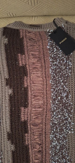 Maglione Pinko Marrone Paillettes Taglia S