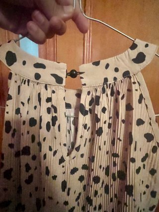 Vestido halter estampado beige y negro