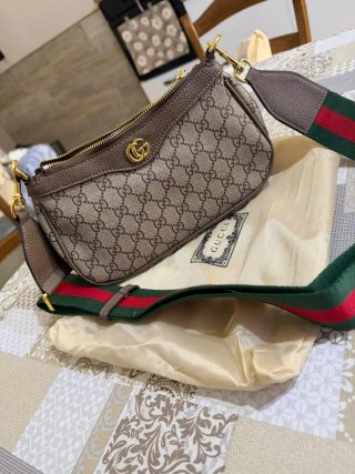 Borsa Gucci monogram marrone e verde